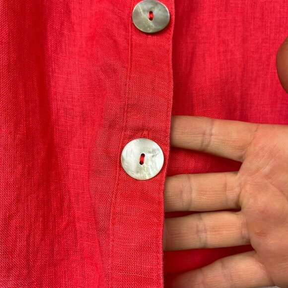 Andrew Marc 100% Linen Short Sleeve Blouse Womens M Lagenlook Beach Mature Pink - Picture 4 of 8